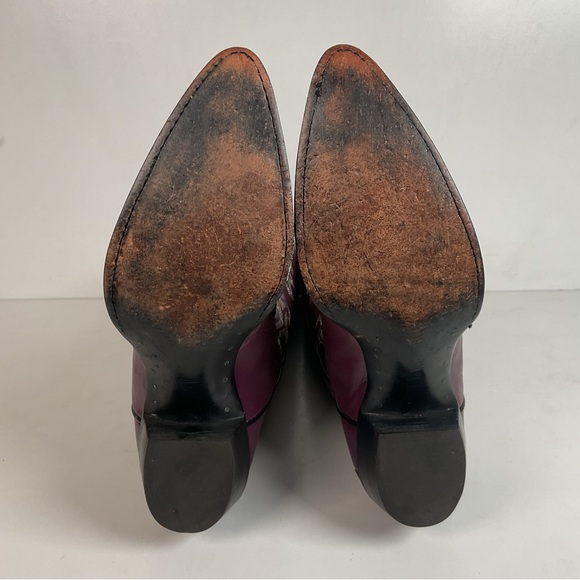 Vintage Larry Mahan Tall Purple Cowgirl Boots 8.5 B USA Made Lizard Teju - Picture 2 of 16